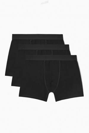 COS 3-Pack Long Boxer Briefs Men's Underwear Black | CH23-G2OQ