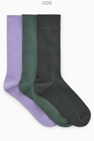 COS 3-Pack Ribbed Socks Men's Socks Black | SS59-Z9UQ