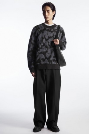 COS Animal-Jacquard Alpaca-Blend Jumper Men's Sweaters & Cardigans Dark Brown / Grey | TN47-C5HH