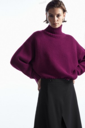 COS Chunky Pure Cashmere Turtleneck Jumper Women's Knitwear & Cardigans Plum | JP61-F2DH