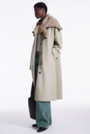 COS Collared Double-Faced Wool Coat Women's Coats & Jackets Light Beige MéLange | YO50-E5GX