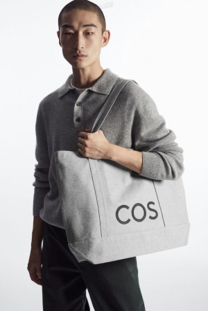 COS Cos Utility Tote - Canvas Men's Bags & Wallets Dark Grey | GE91-P9QB