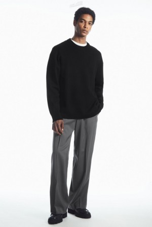 COS Double-Faced Merino Wool Sweater Men's Sweaters & Cardigans Black | DQ29-D8ZY