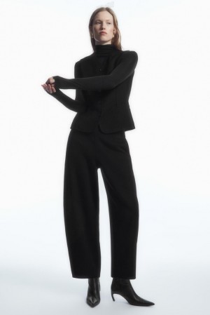 COS Double-Faced Wool Balloon-Leg Pants Women's Pants Black | NK82-J6QR