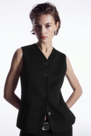 COS Double-Faced Wool Waistcoat Women's Blazers & Tailoring Black | TK32-O6PX