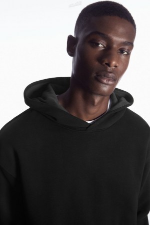 COS Double-Layered Jersey Hoodie Men's Sweatshirts & Hoodies Black / Grey | DQ08-Z0FZ