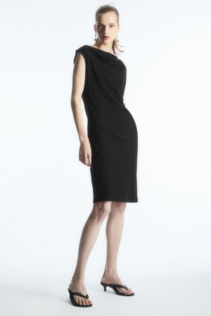 COS Draped Sleeveless Dress Women's Dresses Black | LA59-V4TT