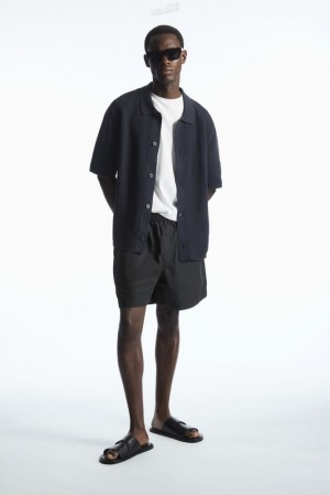 COS Elasticated Poplin Shorts Men's Shorts Black | WY07-C3LY