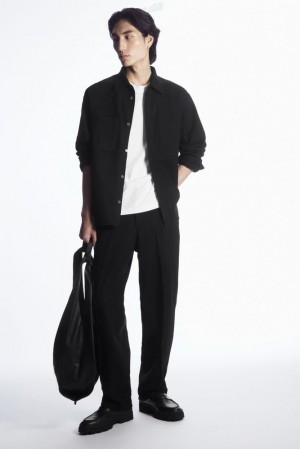 COS Elasticated Wool Pants Men's Pants Black | IJ08-G3MI