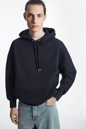 COS Heavyweight Panelled Hoodie Men's Sweatshirts & Hoodies Grey MéLange | HZ81-Z0VV