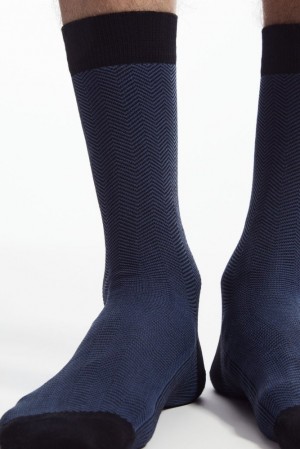 COS Herringbone Socks Men's Socks Black / Herringbone | GJ73-Q6UM