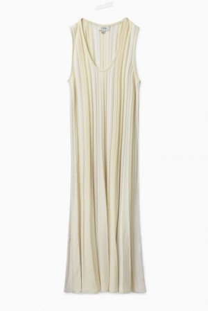 COS Knitted Midi Dress Women's Dresses Cream | SZ79-P6MN