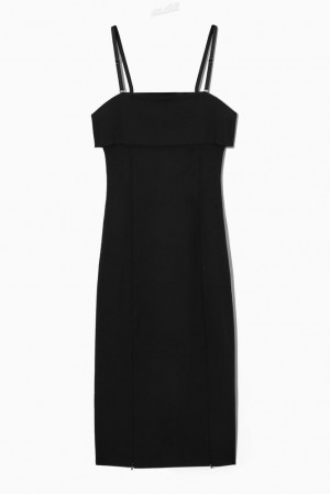 COS Layered Bandeau Midi Dress Women's Dresses Black | VT20-J5DF