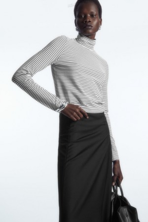 COS Long-Sleeved Jersey Roll-Neck Top Women's Tops | AQ14-N5ZZ