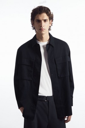 COS Oversized Utility Shirt Men's Shirts Dark Navy | AM92-W9UD