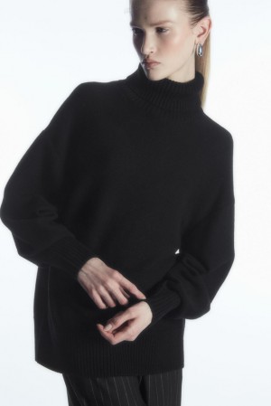 COS Oversized Wool Roll-Neck Jumper Women's Knitwear & Cardigans Black | YZ96-V4WW