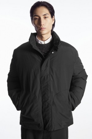 COS Padded Magnetic-Collar Jacket Men's Coats & Jackets Black | EE08-O3DH