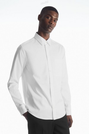 COS Patch-Pocket Shirt - Regular Men's Shirts White | FT94-N3ZQ