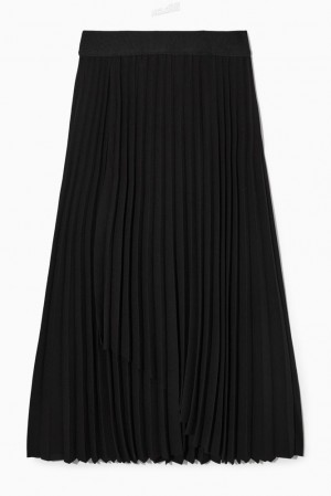 COS Pleated Maxi Skirt Women's Skirts Black | FT00-R7HQ