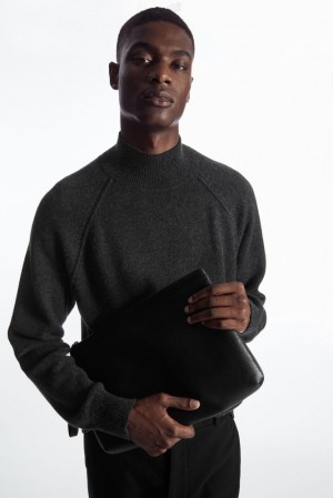 COS Pure Cashmere Funnel-Neck Jumper Men's Sweaters & Cardigans Light Beige | SN44-Z8SC