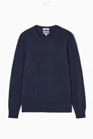 COS Pure Cashmere Jumper Men's Knitwear Navy | OQ37-D6EO