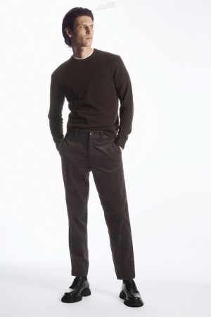 COS Pure Cashmere Jumper Men's Sweaters & Cardigans Dark Brown | KY70-O8ZU