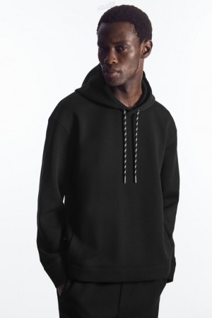 COS Relaxed-Fit Scuba Hoodie Men's Sweatshirts & Hoodies Black | GB81-U6YU