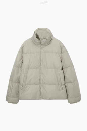 COS Short Puffer Jacket Men's Coats & Jackets Light Grey | NE59-D9DX