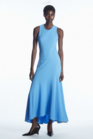 COS Sleeveless Dropped-Waist Maxi Dress Women's Dresses Light Blue | BA72-W0VD