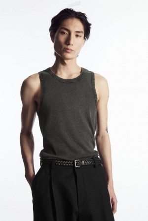 COS Slim-Fit Acid-Wash Tank Top Men's Tops Washed Black | JS28-T5VQ