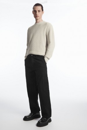 COS Stone-Washed Knitted Jumper Men's Sweaters & Cardigans Stone | FD52-W6YE