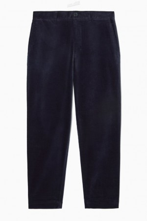 COS Straight-Leg Cotton-Moleskin Trousers Men's Trousers Black | MN21-T6CM