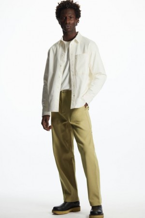 COS Straight-Leg Utility Trousers Men's Pants Beige | MI75-P6IT