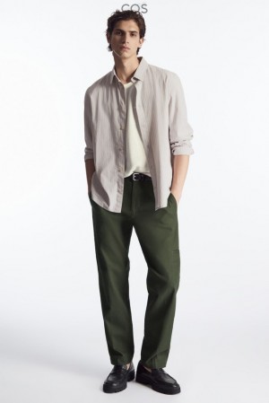 COS Straight-Leg Utility Trousers Men's Pants Stone | TK65-T1IS