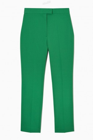 COS Straight-Leg Wool Trousers Women's Trousers Green | PQ94-L5ZV