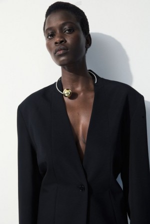 COS The Draped-Waist Blazer Women's Blazers & Tailoring Black | NT94-X4BE