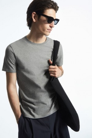 COS The Extra Fine T-Shirt Men's T-shirts Black | OO53-K8GD