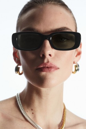 COS The Rectangle Acetate Sunglasses Women's Sunglasses Black | DT48-W6HR