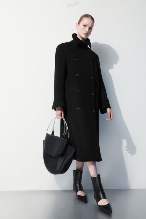 COS The Recycled-Cashmere Trench Coat Women's Coats & Jackets Black | PA34-G0LG