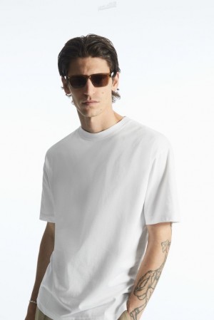 COS The Super Slouch T-Shirt Men's T-shirts White | FB28-Q1WE