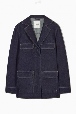 COS Utility-Style Denim Jacket Women's Coats & Jackets Indigo | YI61-M9NV