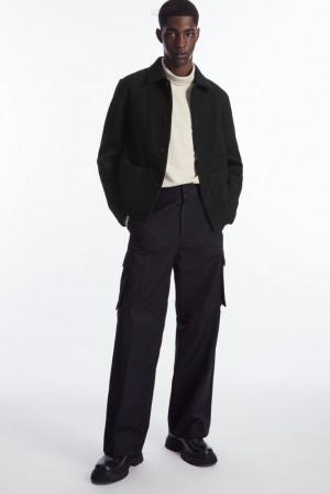 COS Wide-Leg Cargo Pants Men's Pants Black | YP97-P0XC