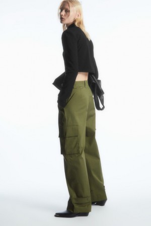 COS Wide-Leg Cargo Pants Women's Pants Khaki | BL30-Y8AS