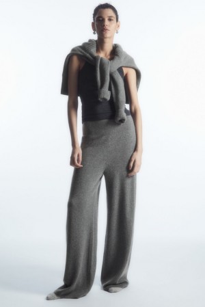 COS Wide-Leg Pure Cashmere Pants Women's Pants Gray | QZ75-X0HZ