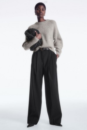 COS Wide-Leg Tailored Wool Pants Women's Pants Navy | OP11-Q6HD