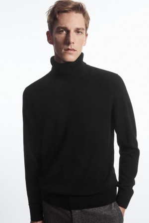 COS Wool-Cashmere Turtleneck Jumper Men's Knitwear Dark Green | FU05-S4TF