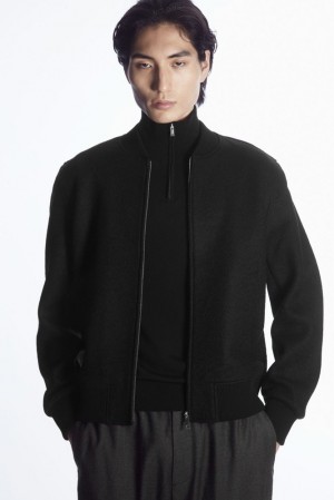 COS Wool Bomber Jacket Men's Coats & Jackets Black | GI60-P1JX