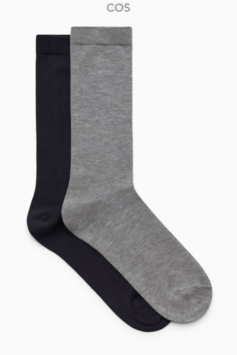 COS 2-Pack Mercerised Cotton Socks Women's Socks Black | OE66-J3VS