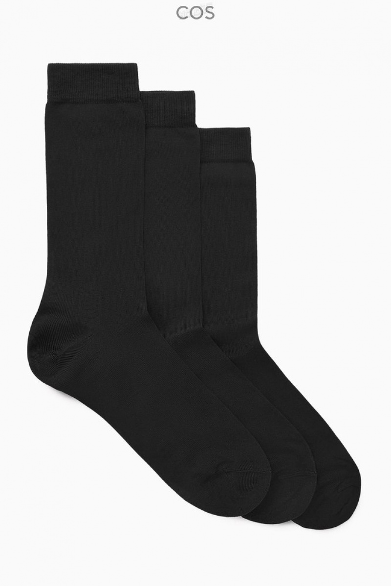 COS 3-Pack Mercerised Cotton Socks Men\'s Socks Black | KD22-G9RO