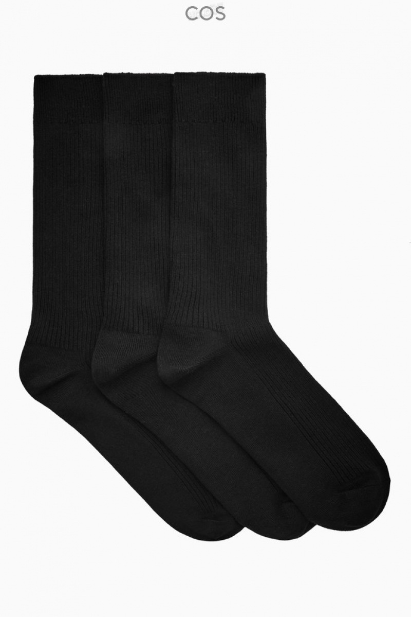 COS 3-Pack Ribbed Socks Men\'s Socks Black | FL53-B1YX